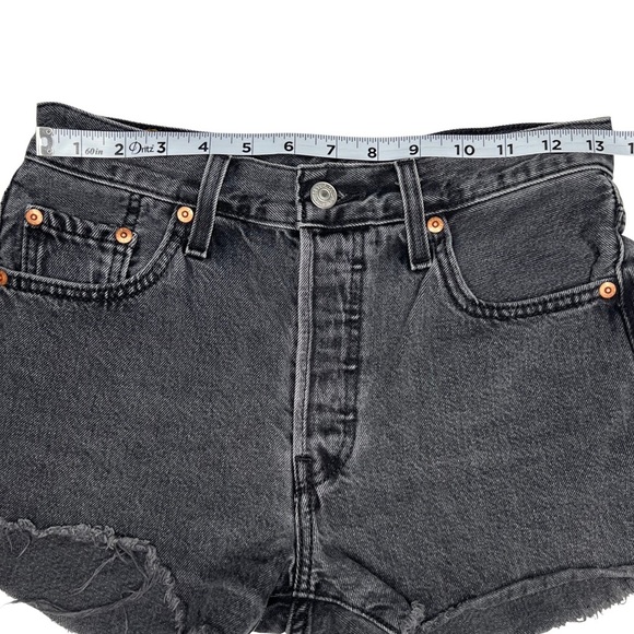 Levi’s 501 Shorts Demin Cutoff Distressed Frayed 90s Raw Hem Faded Black 27 - Picture 11 of 15